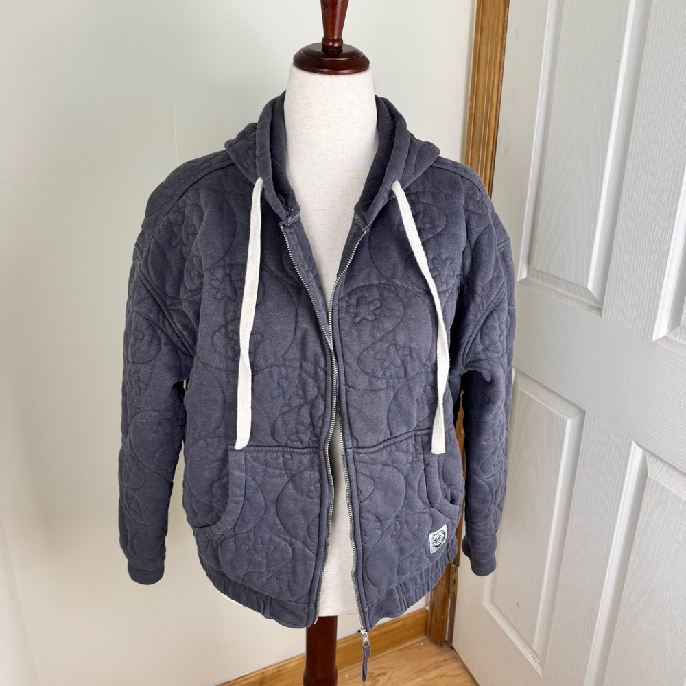 BDG Quilted Gray Zip-Up Hoodie